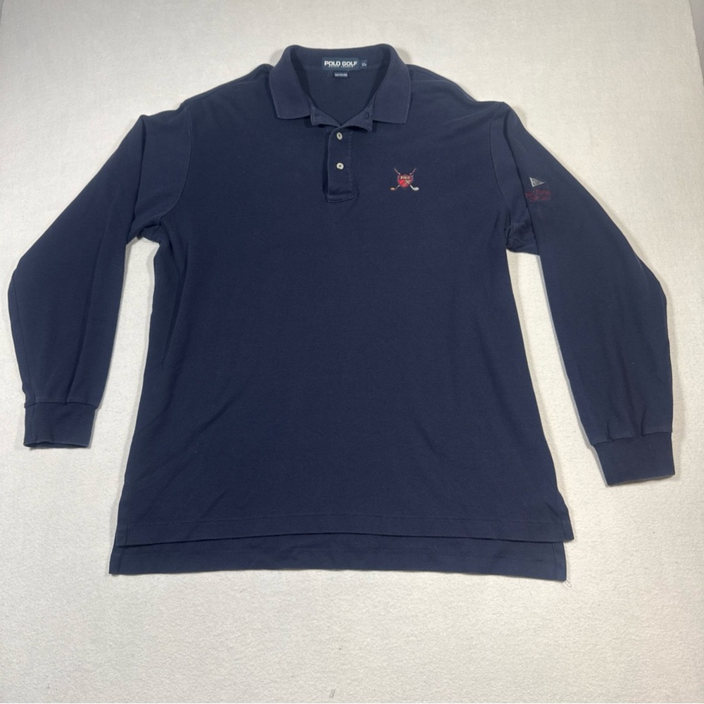 Polo Golf Ralph Lauren Polo Shirt Adult XLarge Pima Cotton Navy Long Sleeve Mens